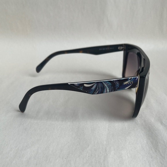 Emilio Pucci EP0008 Italy Shield Sunglasses Havana Gradient Smoke Abstract Print - Picture 6 of 14